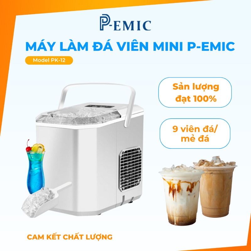 Máy làm đá mini P-Emic là thiết bị tiện lợi cho việc làm đá nhanh chóng và hiệu quả. 