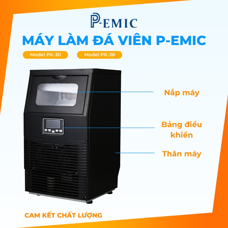 Máy làm đá P-Emic PK30 giúp bạn dễ dàng tạo ra đá viên chất lượng cao ngay tại nhà hoặc cửa hàng